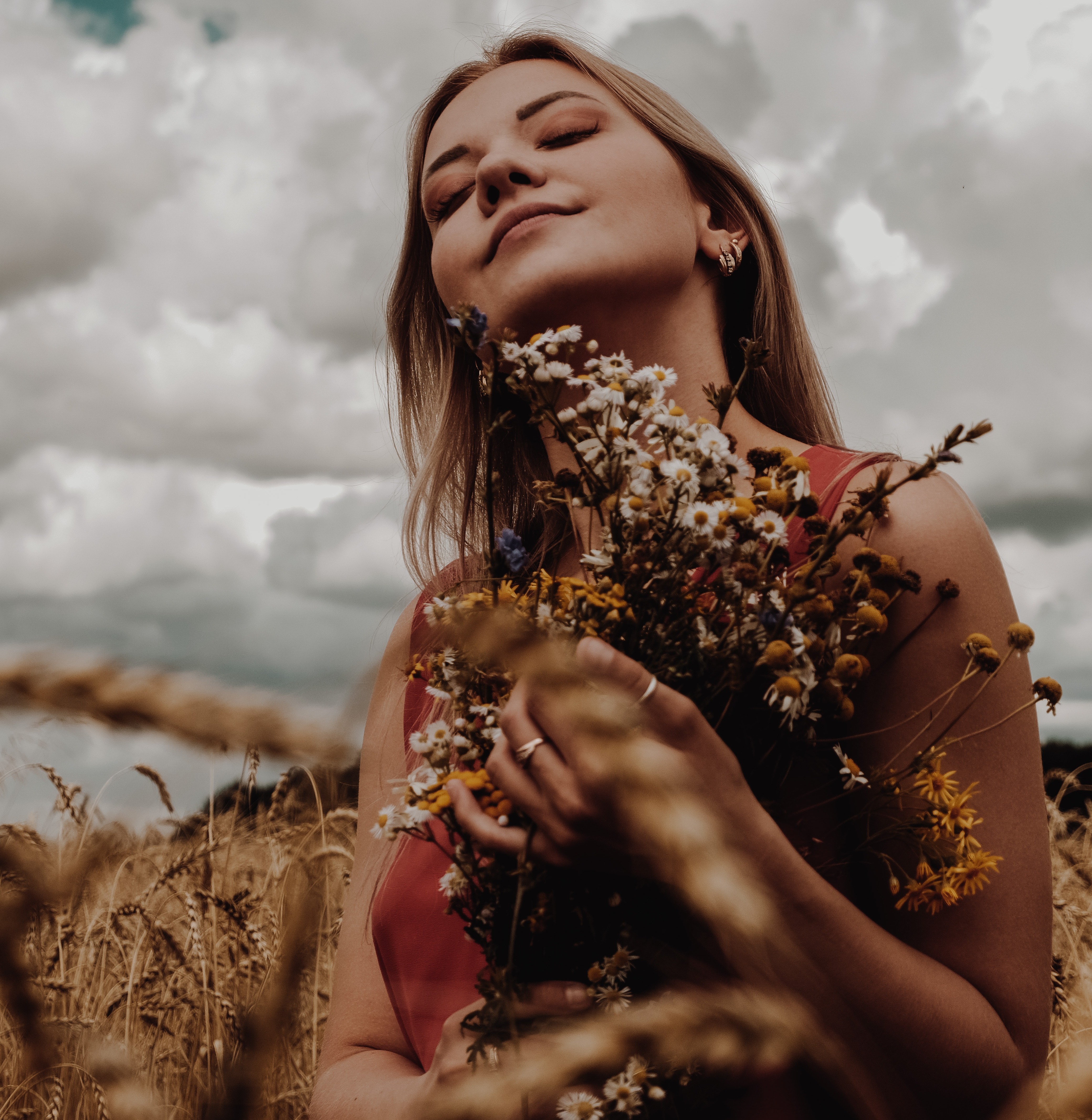 Woman holding flowers